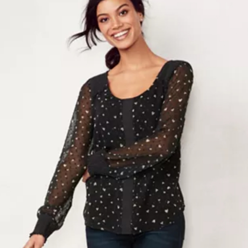 Women's LC Lauren Conrad Smocked Swiss Dot Top size Xl